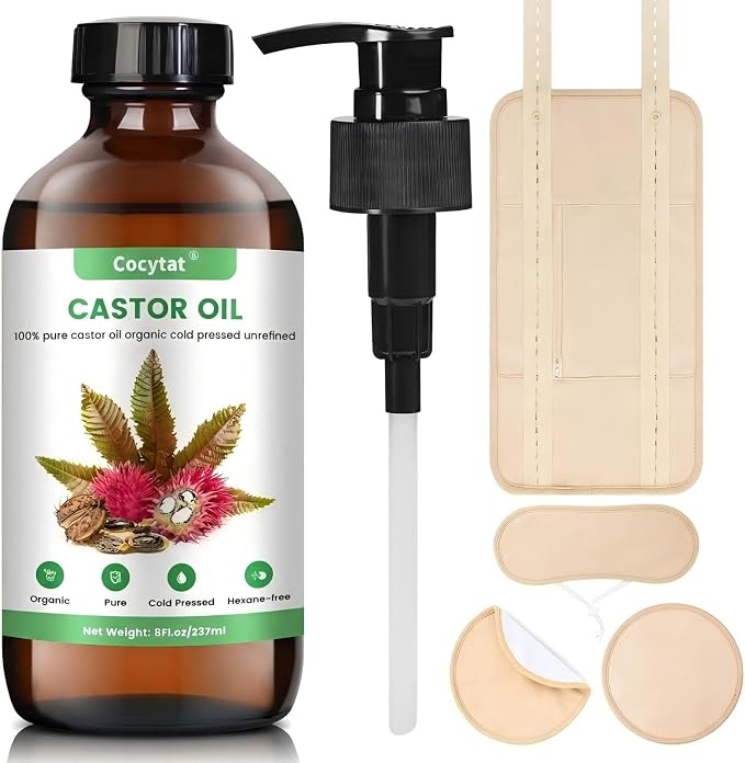 Castor Oil Pack Wrap Boost Wellness Overall, Reusable Organic Castor Oil Packs with Soft Cotton Lining for Stomach Neck Breast Easy to Use