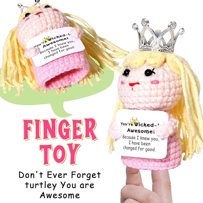 AICase Wicked Merch Glinda Dolls for Mom Stuffers Wicked Witch of The West Crochet Funny Positive Gifts Emotional Support Nuggets Handmade Cheer Gifts for Women/MoM Men Birthday_Pink