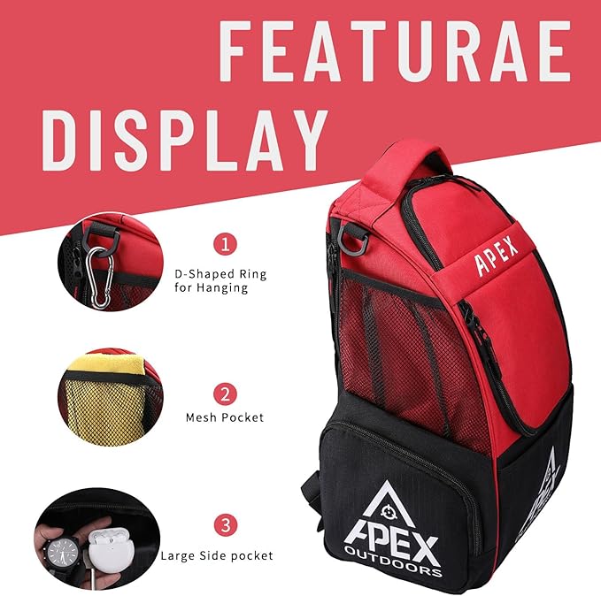 Disc Golf Bag, Large Disc Golf Backpack Holds Over 21 Discs, Durable & Lightweight with Multiple Storage Pockets