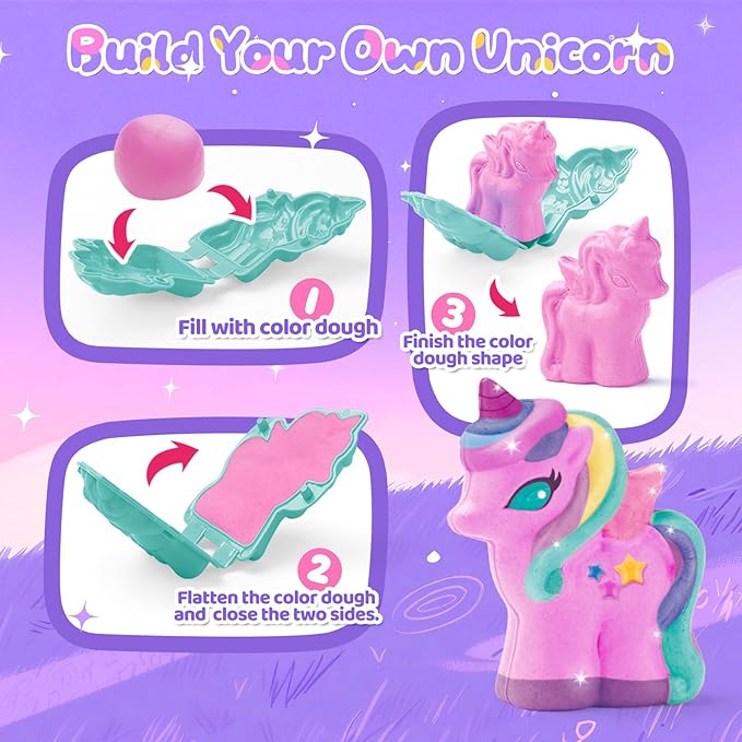 Playdough Sets for Kids Ages 2-4, Unicorn Theme Playdough Tools Toys, Creations Playdough Ferris Wheel Kits, Candy & Cookie Playdough Accessories, Classroom Preschool Party Gift for Kids Ages 4-8