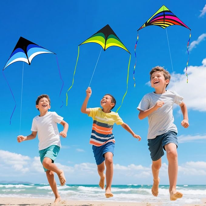 Mint's Colorful Life Delta Kite for Kids & Adults, Extremely Easy to Fly Kite for Beach Trip, Best Kites for Beginners, 300ft String Handle Included