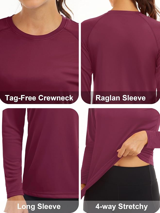 MAGCOMSEN Women's Long Sleeve Shirts UPF 50+ Sun Protection Shirts for Hiking Fishing Workout Rash Guard
