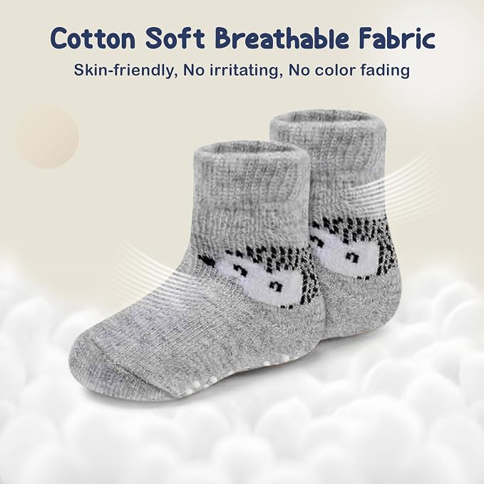 Mother's Choice Organic Cotton Baby Socks 6-12 Months - 12 pairs Unisex, Infant White Socks With Grips, Soft 12 Months Girls & Boy Sock, Play & Gap Baby Slipper Sock Girl Sock for Babies Registry