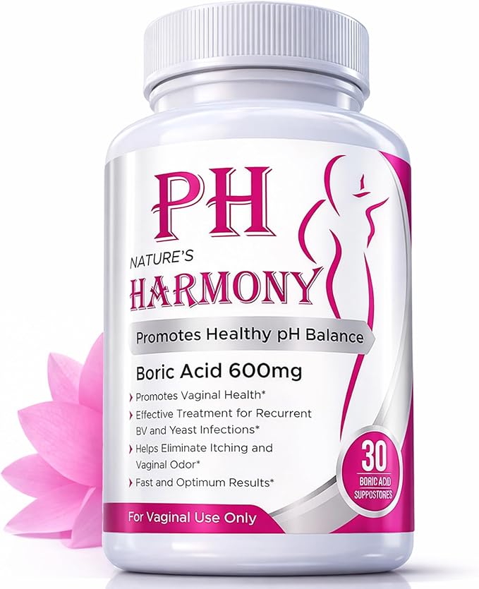 PURE PLANT HOME Boric Acid Suppositories Nature's Harmony 30 Count 600 mg 100% Pure Made in USA