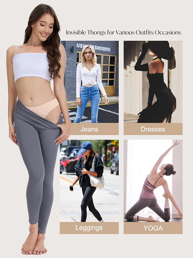 Seamless Camel Toe Thongs for Women Invisible Cameltoe Thong Panty Liners No Show Workout G-Strings Underwear