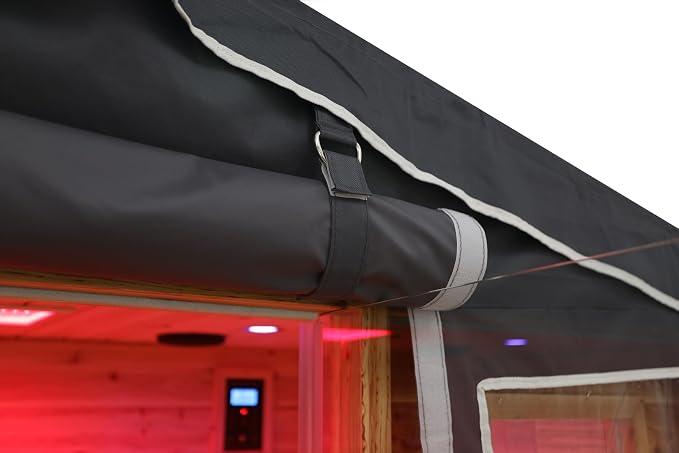 Outdoor Sauna Cover for 4-Person, 3-Layer Oxford Protective Cloth, Hook & Loop Roll-Up Door, Temp Retention & Dustproof - (Only Fits 68.1*52.4*82.7 In & Smaller Outdoor Hillside Roof Saunas )