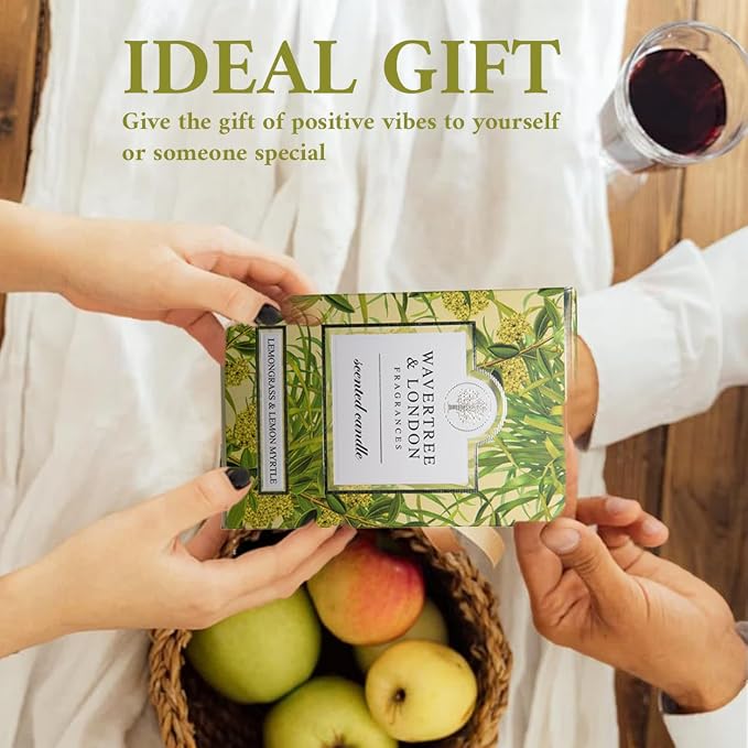 Luxury Lemongrass & Lemon Myrtle Soy Wax Candle - Hand Poured in Australia, 11.66 oz Glass Jar Fancy Candle, Strong Scented, Non-Toxic, Long Lasting 60 Hour Burn, Refreshing Natural Citrus Candle Gift