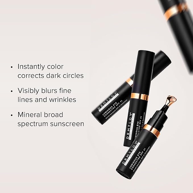 DRMTLGY Luminous Eye Corrector SPF 41 – Medium – Under Eye Color Corrector for Dark Circles – Hydrating Anti-Aging Tinted Eye Cream, Mineral Broad Spectrum Sun Protection, 0.25 fl oz / 7 mL