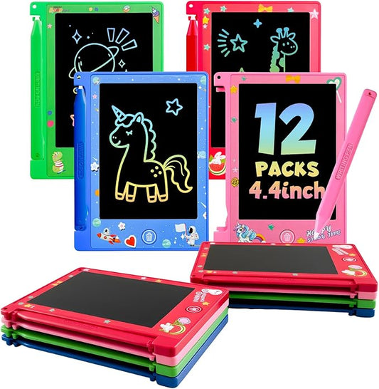 12 Pack 4.4 Inch Mini LCD Writing Tablet for Kids, Erasable and Reusable Toddler Doodle Board, Ideal School or Party Favors Gift for Age 3 Years Old and Above