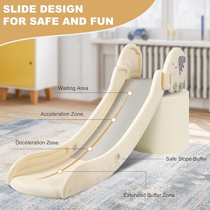 Indoor Couch Slide for Toddlers 1-3, Kids Baby Toddler Slide, Add-on for Modular Play Couches, Indoor Playset for Sofa Bed Stair, with Secure Guardrail, Gentle Slope, Extended Buffer Zone (Big)
