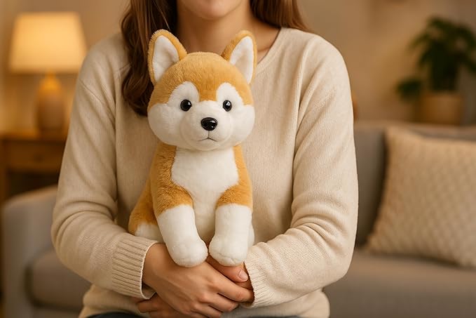 Japanese Akita Shiba Plush Toy Stuffed Animal, Cute Soft and Cuddly, for All Age, 13"