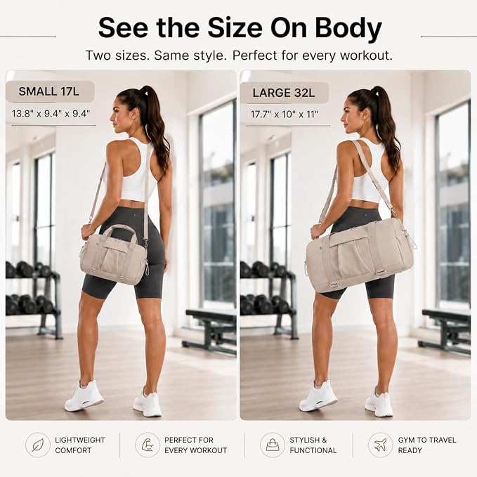 Gym Bag for Women Gym Duffle Bag with Shoe Compartment and Wet Pocket Carry On Overnight Weekender Duffel Bag for Travel Sports Yoga