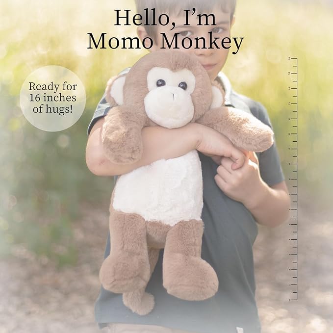 World's Softest Plush MoMo Monkey, Lushee, Large, 16" Stuffed Animal for Baby, Toddler, Kids, Adults - Soft, Huggable Stuffed Monkey- Adorable Toy Made from Kid-Friendly, Quality Materials