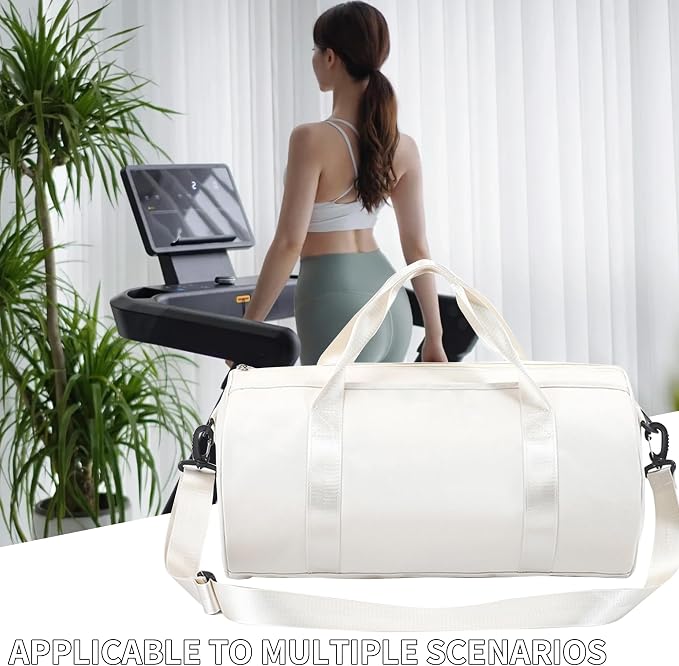 Small Gym Bag for Women Small Duffle Bag with Wet Compartment Sport Bags Gym Tote Bag for Workout Yoga Swimming Dance (White(wet pocket))