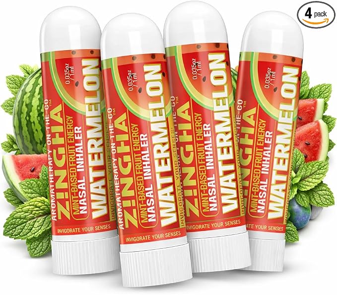 Z!NGHA Natural Aromatherapy Nasal Stick Boost Focus & Enhance Breathing | Portable Sinus Relief & Relaxation Nasal Inhaler Stick | Essential Oil Blend for Stress and Congestion (Watermelon)