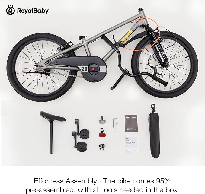 RoyalBaby EZ Fride Kids Bike 16 18 20 Inch, Lightweight Aluminum 2-in-1 Balance to Pedal Bike with One-Key Switch for Boys Girls Ages 4+