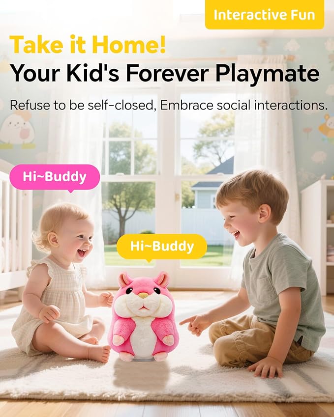 Talking Hamster Repeats What You Say,2025 Top Christmas Funny Gifts,Toddler Toys for Ages 2-4 5-7 8-13 Girls Stocking Stuffers for Kids Interactive Dolls,Popular Stuffed Animal Plush Toy Pink
