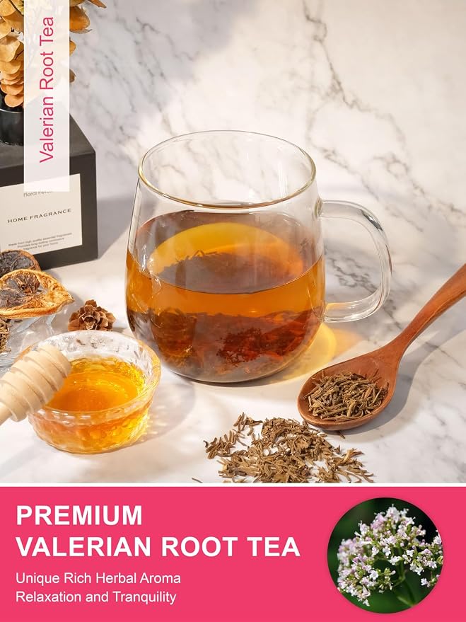 TeeLux Valerian Root Tea Loose Leaf, Cut & Sifted, Smooth & Mild Taste, Caffeine Free, Natural Ingredients, 16oz