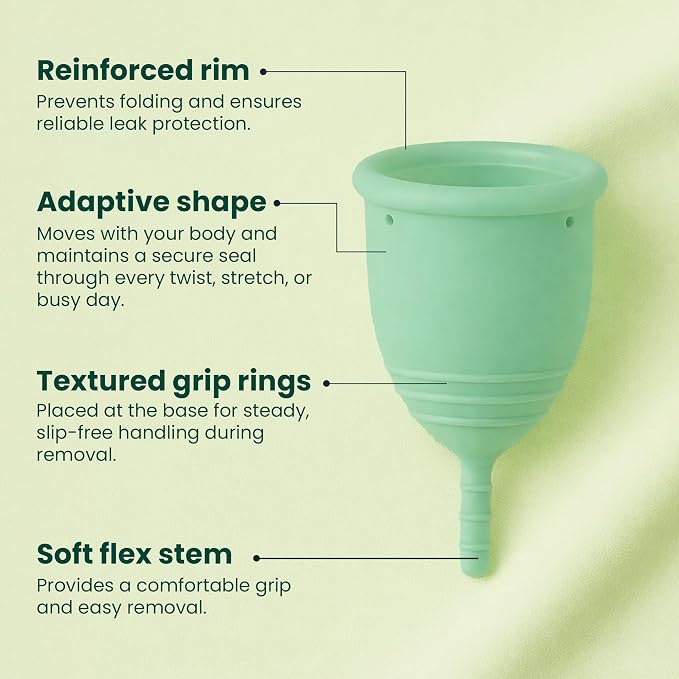 SHORDY Menstrual Cups - Reusable Small & Large Heavy Flow Period Cups | High capacity, 100% medical grade silicone, Overnight leak protection, Disc & tampon alternative copa menstrual para mujer