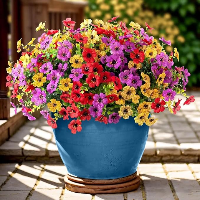 Artificial Flowers for Outdoor,42 Pack(Mixed) | Silk Flowers Flowers UV Resistant Faux Plants for Outside Front Porch Hanging Planter Window Box Garden Home Decoration