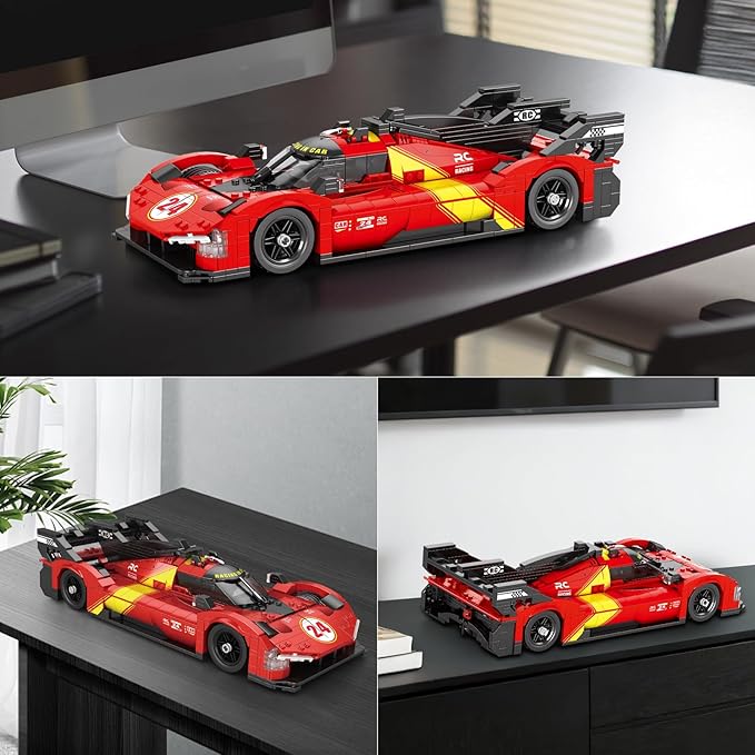 Reobrix Super Sports Car Building Blocks Sets, 1:16 Le Mans Racing Car Model Building Toy Supercar Building Sets for Adult Collection Display for Home Office Gift for Motorsport Fans Adults (1370PCS)