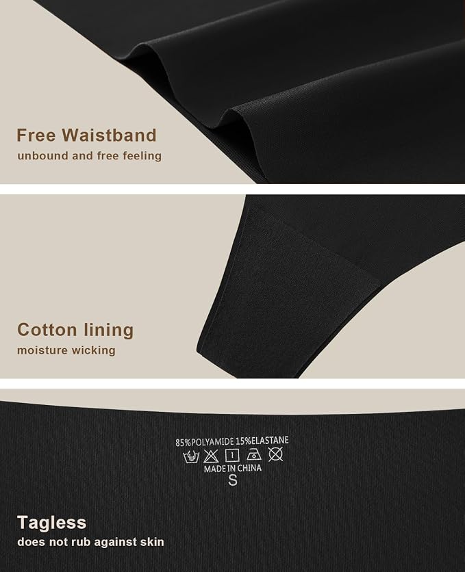 oshkang Thongs for Womens High Waisted Seamless for Women Underwear Sexy Breathable Panties 6 Pack