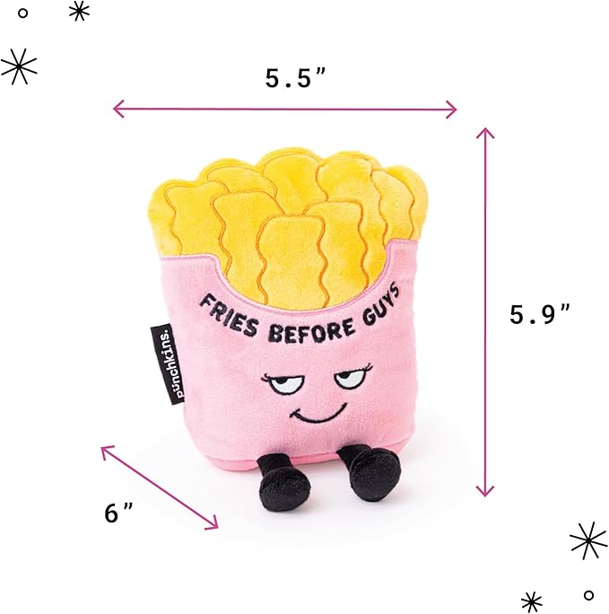 French Fry Plushie - Exercise? You Mean Extra Fries Sassy French Fry Plush, Cute & Funny Plush Toy for Gifting