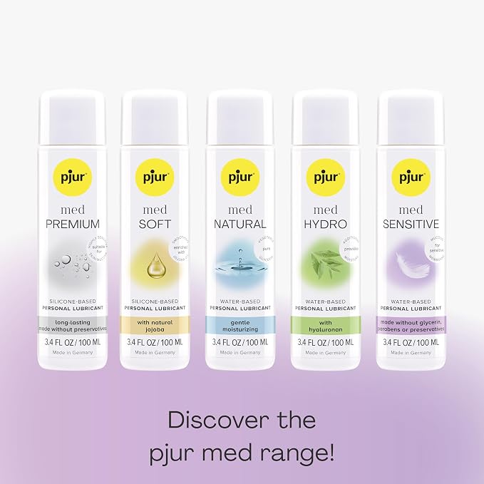 pjur med Sensitive, Water-Based Lubricant, Long Lasting, 3.4 fl oz | Intimate Sex Lube for Men, Women & Couples, Safe for Erotic Toys