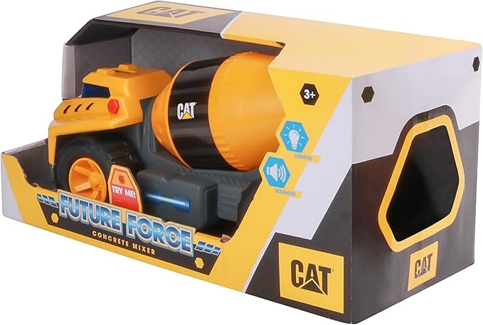 CAT Construction Toys, Future Force Cement Mixer Toy, with Lights and Sounds, Ages 3+ Yellow - Electro-Power Sounds, Next-Gen Glow Effects, Articulated Features - Indoor/Outdoor Play!