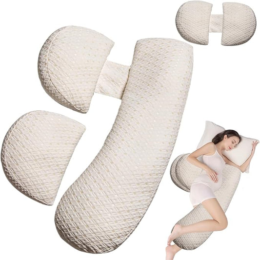 Pregnancy Pillow - Full Body Maternity Support for Back & Hips, Soft Sleeping Pillow with Removable Cover, Comfort for Side Sleepers and Pregnancy