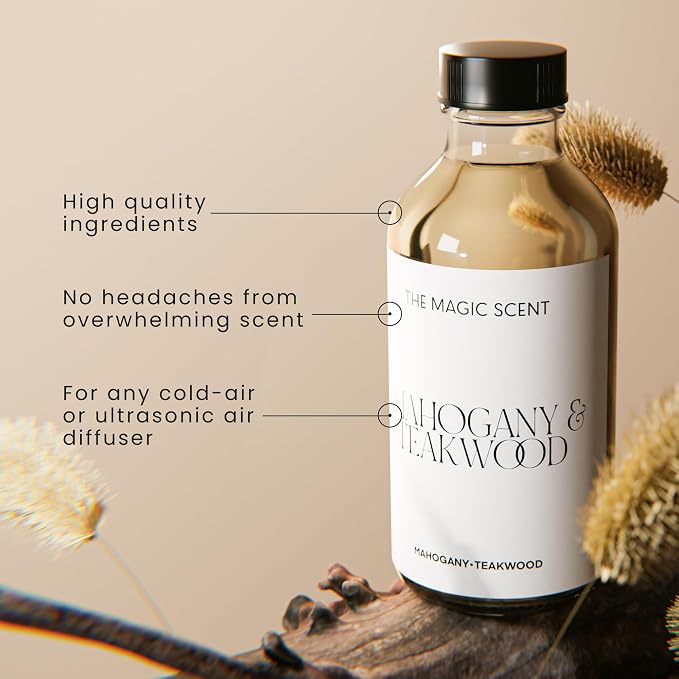 The Magic Scent Mahogany & Teakwood Diffuser Oil - Hotel & Home Luxury Scents Inspired by Abercrombie & Fitch - Diffuser Oil Scents for Home Designed for Use in All Diffusers - 16.9 fl oz, 500 mL