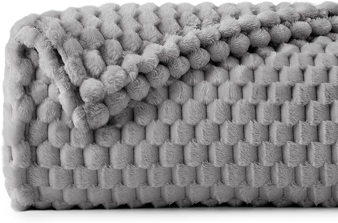 BEDELITE Grey Throw Blanket for Couch, Soft Cozy Gifts for Women, 50 * 60 | 3D Jacquard Decorative Fleece Blanket, Super Soft Plush Throws, Cute Birthday Gift for Women & Men, Suitable for All Seasons