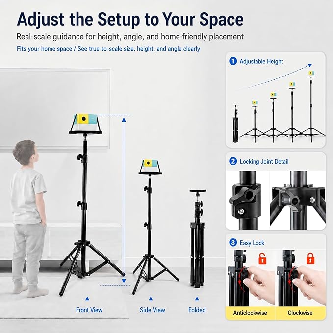 Interactive Projector for Kids Stand Compatible with Nex Playground, Heavy-Duty Metal Stand and Tray, Scratch-Resistant Matte Finish, Includes Silicone Controller Case