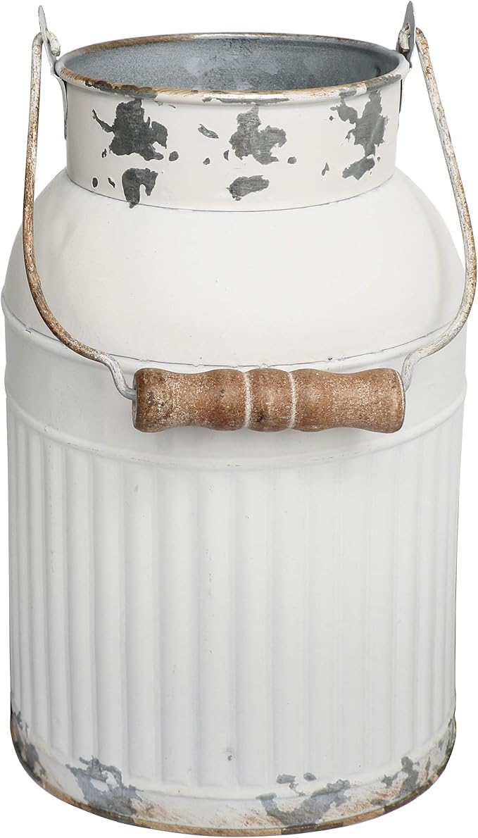 VANCORE Shabby Chic Metal Milk Jug Planter Metal Vases for Decor Rustic Flower Bucket Farmhouse Decorative Vases