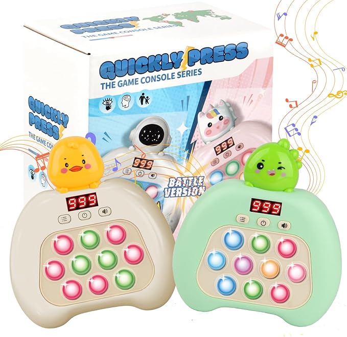 Fast Push Pop Fidget Toys for Kids, Handheld Puzzle Game with LED Screen & Multiplayer Mode, Sensory Toys for 3-12 Year Old Girls Boys, Fun Battle Gifts for Friends（Dinosaur）