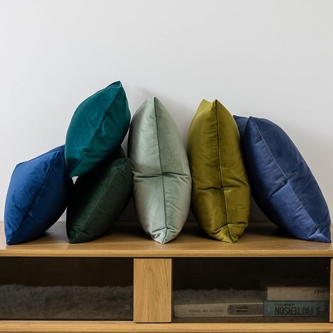 22x22 Velvet Throw Pillow Covers Set of 2 for Couch Sofa Bed,Olive Green | JUSPURBET Decorative Pillow Covers with Invisible Zipper for Modern Living Room Bedroom Home Decor