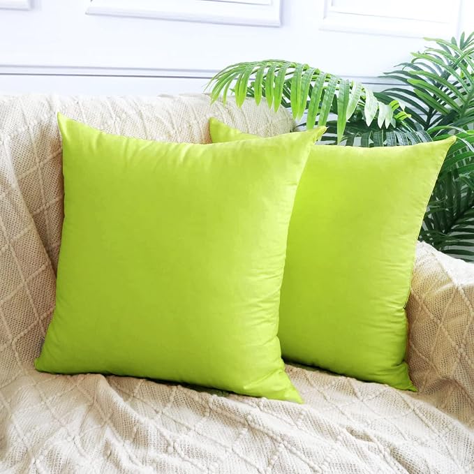 Thmyo 4-Pack 100% Cotton Comfortable Solid Decorative Throw Pillow Case, Square Cushion Cover Pillowcase Sublimation Blank Pillow Covers DIY Throw Pillowcase for Sofa(18x18inch/45x45cm,Light Green)