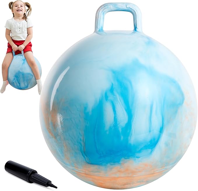 Upper Rider Clouds Hopper Ball for Kids,18 Inch Bouncy Ball with Handle,Inflatable Hopping Toys for Boys Girls Aged 3-8, Indoor Outdoor Jumping Toys Gift with Pump