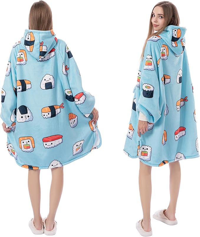 Krifey Wearable Blanket Hoodie, Oversized Sherpa Fleece Sweatshirt with Giant Pocket, Birthday Gifts for Women, Mom, Sister, Sushi