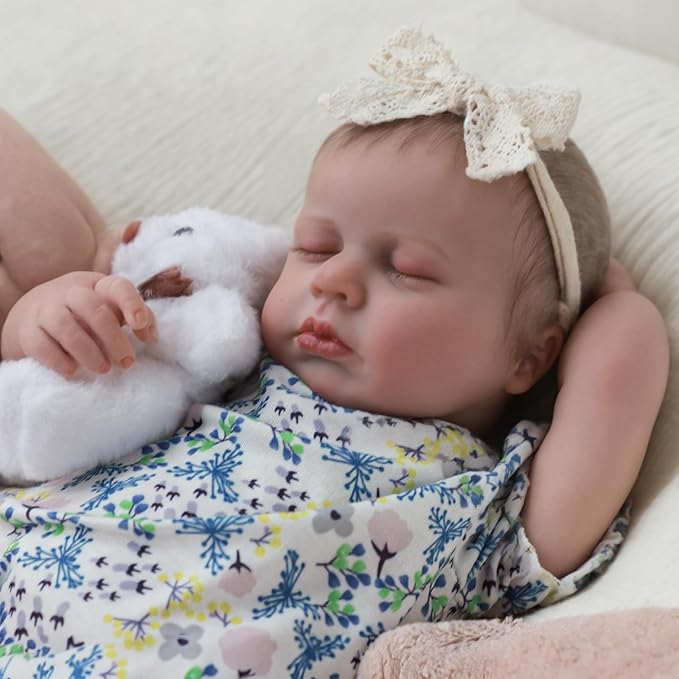 SCOM Silicone Reborn Baby Dolls - 20 inch Cute Realistic Baby Girl, Soft Full Silicone Body Newborn, Washable & Poseable, with Accessories for Boy Girl Ages 3+ Yrs, Birthday/Christmas