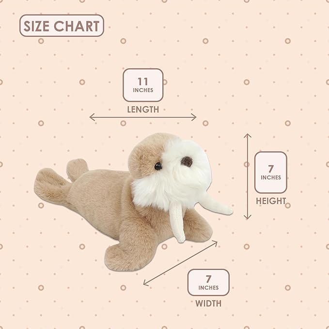MON AMI Otis The Walrus Plush Stuffed Animal – 11”, Soft & Cuddly, Use as Toy/Nursery Room Décor, for Kids of All Ages, Ocean Animals