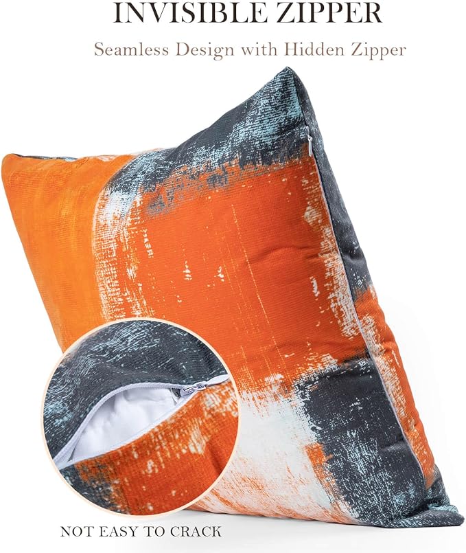 Burnt Orange Throw Pillow Covers 16x16 Set of 4 Decorative Cushion Cover Taupe Abstract Art Painting Pillow Covers for Sofa Couch Bedroom Living Room Outdoor Home Décor | Taupe & Burnt Orange modern‑art cushion cases, neutral aesthetic pillowcases for ...