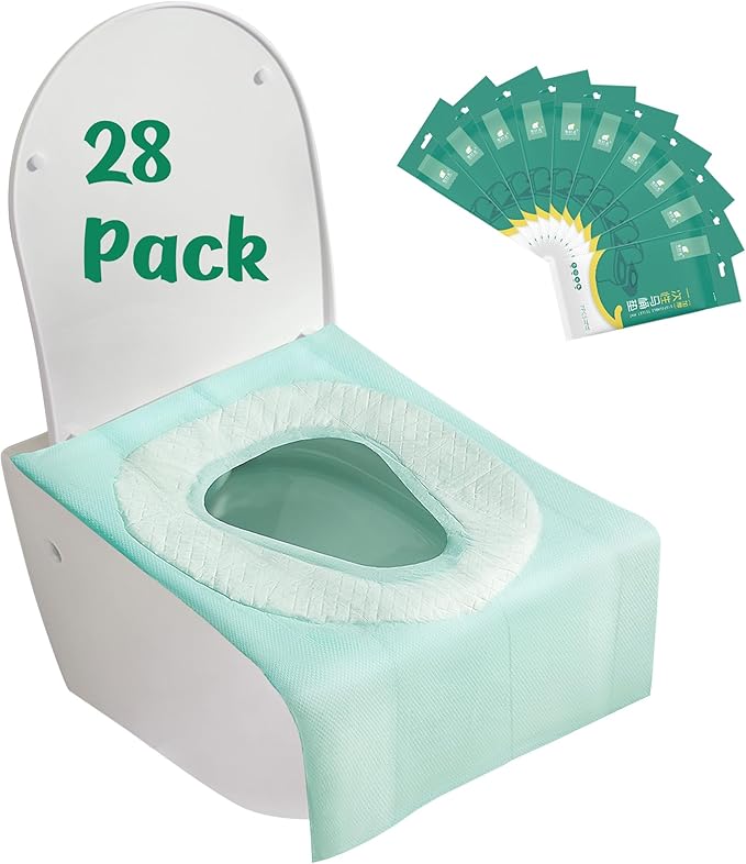 Toilet Seat Covers Disposable for Toddlers & Adults,28 Pcs Keep Warm Extra Large Thickening Waterproof, Portable Package for Travel,Kids Potty Training