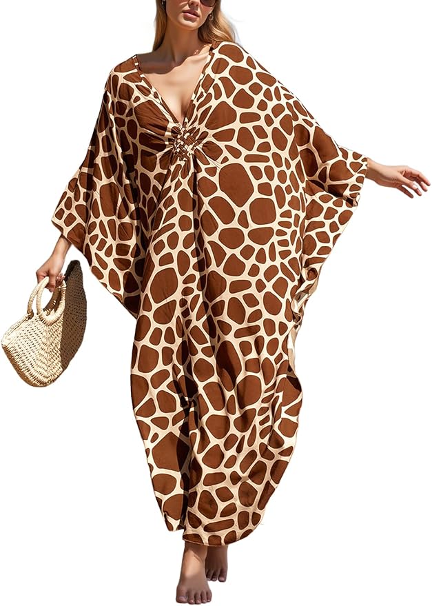 Mumu Dresses for Women Plus Size, Bohemian Kaftan Beach Cover Up Long Maxi Nightgown Soft Loungewear