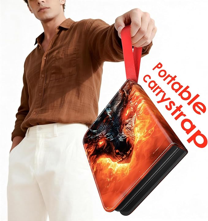 Trading Card Binder 4 Pocket, Waterproof PU 400Pockets Card Holder, Portable Zippered Collectible Game Card Albums Gifts for Boys and Girls, Trading Card Album for MTG/TCG/Card Holder Gift