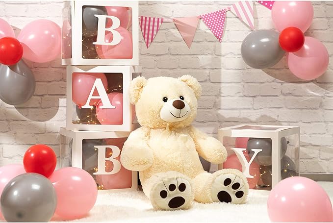 HollyHOME Teddy Bear Stuffed Animal Plush Giant Teddy Bears with Footprints Big Bear 36 inch Beige
