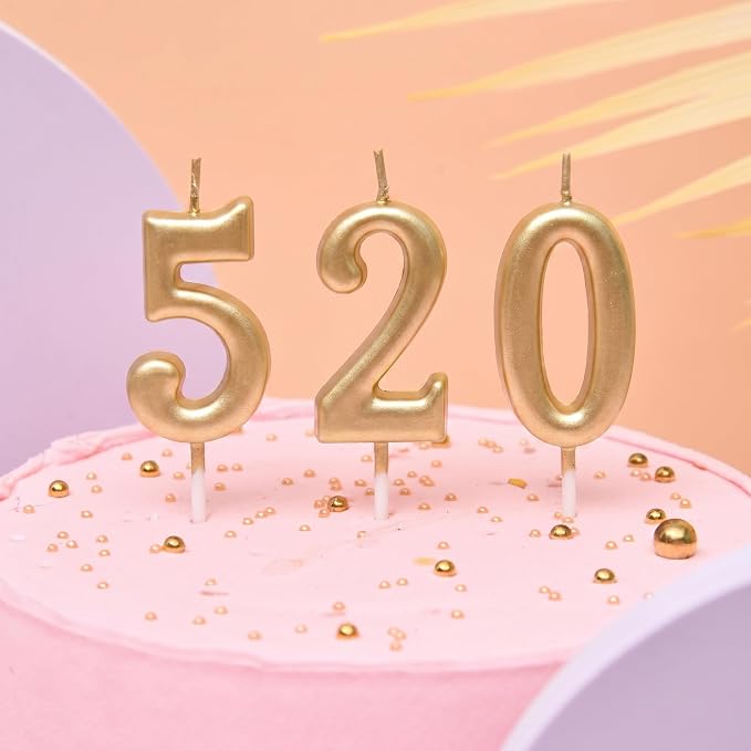 PHD CAKE 10-Pieces Champagne Gold Number Birthday Candles, Cake Numeral Candles Number 0-9 Glitter Cake Topper Decoration for Birthday,Wedding Anniversary,Party Celebration