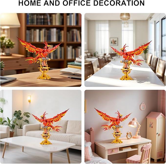 Magic Fire Phoenix Set Compatible with Lego, 938PCS Fire Phoenix Toy Collection Model for Adults, Christmas Birthday Gift for Kids Boys Girls