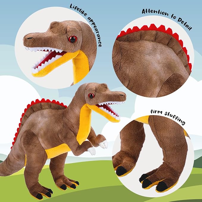 Dinosaur Plush Toy, Spinosaurus Stuffed Animal Throw Plushie Pillow Doll, Soft Grey Fluffy Friend Hugging Cushion - Present for Every Age & Occasion…