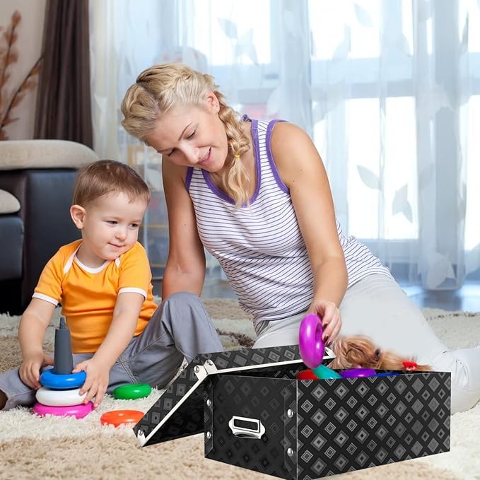 XUCHUN Decorative Storage Box with lids,3 in 1 Set,Plastic,Waterproof Storage Bins for Shoes,Clothes,Office